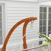 Outsunny Hängemattengestell Hängemattenständer, frei stehend, höhenverstellbar, 119 cm x 120 cm x 202 cm, Braun(m-8)