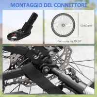 HOMCOM Carrello Bici con Pareti Pieghevoli, Gancio e 4 Catarifrangenti, in Acciaio e PE, 139x71.5x49 cm, Nero(m-7)