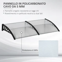 Outsunny Pensilina da Esterno per Finestre e Porte in Policarbonato e Alluminio, 200x96x27cm, Trasparente(m-4)