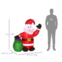 HOMCOM Inflatable Blow up Christmas Santa Claus 4ft LED Yard Holiday Decoration(m-3)