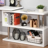 HOMCOM Bureau informatique bureau d'angle avec rangement table angulaire avec étagères, placard, tiroir blanc(m-7)