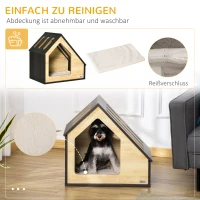 Pawhut Hundehütte Indoor Hundehöhle mit Kissen Hundehaus Hundehöhle mit schrägem Dach Katzenhaus für kleine Hunde bis 8 kg 60 x 40 x 59,2 cm, Braun(m-4)