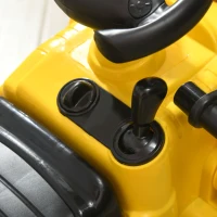 HOMCOM Porteur Enfant tractopelle - Coffre, klaxon, Volant, Levier de Vitesse, Pelle articulée - PP ABS Noir Jaune(m-5)