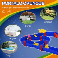 HOMCOM Playset Acquatico 78 Pezzi con Acqua e Sabbia per Bambini 3-6 Anni, 123x111x7cm, Blu e Rosso(m-6)