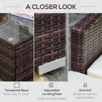 Outsunny 6 Pieces Rattan Garden Furniture Set, 5 Seater Sectional Garden Corner Sofa Set with Glass Top Coffee Table, Cushions and Pillows, All-Weather Wicker Conversation Furniture, Cream White(m-7)