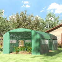Outsunny 19 x 9.8ft Walk-In Polytunnel Greenhouse - Green(m-10)
