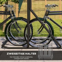DURHAND Fahrradständer für 4 Fahrräder, wetterbeständig, zusätzliche Halterung, 102 x 92 x 130 cm, Schwarz(m-4)