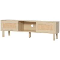 HOMCOM Mueble de TV para Televisores de hasta 60 Pulgadas con Puertas Correderas de Rejilla 135x39x41 cm Natural(m-10)