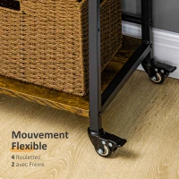 HOMCOM Chariot de Service étagère sur roulettes Support d'imprimante Mobile avec 3 étagères en Bois et métal - dim. 50L x 35l x 100,5H cm(m-5)