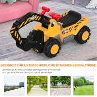 HOMCOM 4-in-1 Rutscher Kinder Kinderbagger Rutschauto Rutscherfahrzeug Laufrad mit Strauraum kleiner Korb&Bälle Gelb+Schwarz, 98 x 30 x 46 cm(m-7)