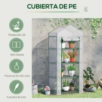Outsunny Invernadero de Jardín con 4 Estantes y Cubierta de PE 140g/m² Tipo Caseta de Tubo Acero Vivero Casero para Cultivo de Plantas Flores Macetas Balcón Terraza 70x50x160 cm Blanco(m-5)