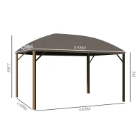 Outsunny Gartenpavillon Partyzelt Faltpavillon Festzelt 4 x Doppel-Seitenteile wasserdicht 2 Laternenhaken Alu + Polyester Braun ca. 4 x 3 x 2,8 m(m-3)