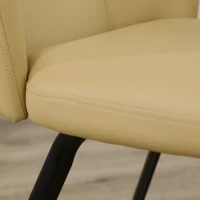 HOMCOM Lot de 4 chaises de salle à manger avec dossier assise en similicuir et piètement en acier 48 x 71 x 87 cm beige(m-9)