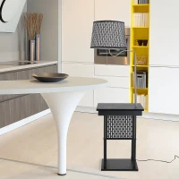 HOMCOM Table de Nuit lampadaire Table d'appoint lampadaire Design Contemporain Prises USB intégrés Noir(m-2)