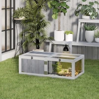 PawHut Wooden Tortoise House with Lamp Holder, Clear Windows, Openable Tops, Built-In Tray, Light Grey(m-10)