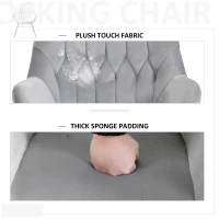 HOMCOM Rocking Chair Reading Accent Armchair with Steel Frame Sponge Padded for Living Room, Dining Room, Office, Balcony, Grey and Black(m-7)