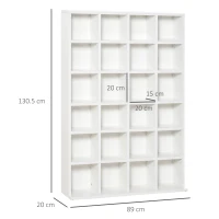 HOMCOM Mobile Libreria porta CD da 24 Ripiani ad Altezza Regolabile, in Truciolato, 130.5x89x20 cm, Bianco(m-3)