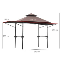 Outsunny 2.4 x 1.5 m (8' x 5') Grill Gazebo Canopy with Extendable Side Awnings, Outdoor BBQ Gazebo Shelter with 2 Side Shelves for Garden, Patio, Barbecue, Picnic, Coffee(m-3)
