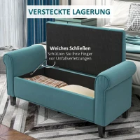 HOMCOM Sitzbank im Vintage-Design, Sitzbank mit Stauraum, Samtoptik, Grün(m-4)
