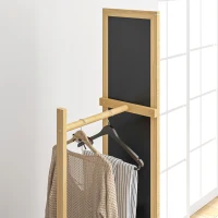 HOMCOM Miroir sur pied avec roulettes et multi-rangements 1 tringle portant 1 étagère inférieure en bois coloris naturel(m-8)