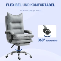 Vinsetto Ergonomischer Bürostuhl, verstellbare Sitzhöhe, neigbare Rückenlehne, Kunstleder, Hellgrau(m-6)