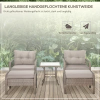 Outsunny Rattan Gartenmöbel Set für 4 Personen Balkonmöbel Set Sofa mit Hocker Tisch Stahl Braun 65 x 66 x 75 cm(m-6)