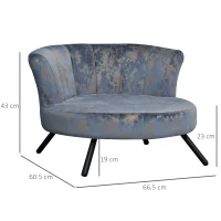 PawHut Divano per Cani di Piccola Taglia e Gatti con Rivestimento in Velluto Blu e Oro(m-3)