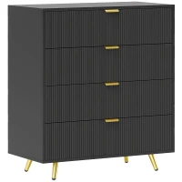 HOMCOM Elegant Four-Drawer Bedside Table - Black(m-1)