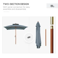 Outsunny 3 x 3 metre Patio Parasol Garden Umbrellas Sunshade Outdoor Wooden Parasol Canopy Double Tier, Dark Grey, BASE NOT INCLUDED(m-7)