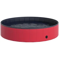 PawHut Piscina Plegable para Perros Gatos Ø140x30 cm Bañera Portátil para Mascotas PVC Antideslizante Múltiples Usos Color Rojo(m-10)