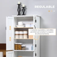 HOMCOM Alacena de Cocina Aparador Alto de Cocina Mueble Auxiliar con 4 Puertas y Estantes Ajustables 60x30x123 cm Blanco(m-6)