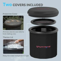 SPORTNOW 300L Outdoor Ice Bath Tub, with Lid, Cover, Carry Bag, Black(m-5)