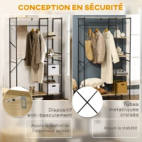 HOMCOM Penderie portant à vêtements style industriel en métal avec tringle et 4 étagères - dim. 100L x 46L x 170,5H cm(m-6)