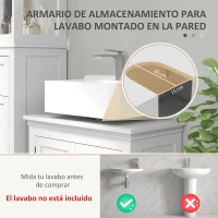 HOMCOM Mueble para Debajo de Lavabo Moderno Mueble de Baño con Estante Ajustable y Puertas Magnéticas 60x30x60 cm Blanco(m-4)