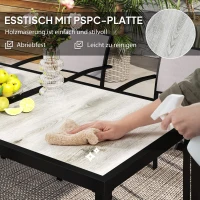 Outsunny 7-Delige Tuinset, 6 Stoelen, 1 Tafel, Stapelbaar, Onderhoudsvriendelijk, Stalen Frame, Tuinmeubelset, Grijs(m-5)