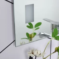 kleankin Badspiegel Badezimmerspiegel LED Spiegel mit Anti-Beschlag Wandspiegel mit Touch-Schalter, Beleuchtung Silber 70 x 50 x 2,7 cm(m-8)