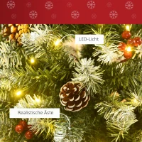 HOMCOM Künstlicher Weihnachtsbaum 180 cm Tannenbaum künstlich mit LED Beleuchtung, Schnee, 618 Spitzen Christbaum Weihnachtsdeko inkl. Stahlständer für drinnen(m-9)