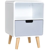 HOMCOM Mesita de Noche Madera con 1 Cajón 1 Estante Comoda Mesilla Mueble Dormitorio Armario Almacenamiento 40x30x58cm Blanco(m-1)