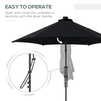 Outsunny 3(m) Solar LED Cantilever Parasol - Black(m-4)