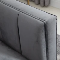 HOMCOM Canapé 3 Places Style Art Déco piètement Acier doré revêtement Velours Gris(m-7)