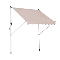 Outsunny Store banne manuel rétractable 2L x 1,5l x 1,7-2,8H m inclinaison réglable installation rapide store banne sans perçage pour balcon métal aluminium polyester beige