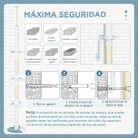 PawHut Árbol Rascador para Gatos de Suelo a Techo Ajustable con 3 Plataforma de Forma de Ola y 1 Bola 55x38x225-255 cm Blanco(m-7)