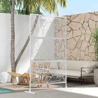 Outsunny Panneau brise vue décoratif paravent extérieur blanc à motif végétal en métal - 122 x 45 x 198 cm, blanc(m-7)