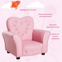 HOMCOM Kindersessel Kindersofa, massiven Holzfüßen Sessel aus Schaumstoff Kinderstuhl für Kinderzimmer, Spielzimmer, 59 x 41,5 x 49 cm, für Kinder 1,5-3 Jahre Rosa(m-6)
