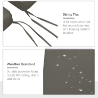 Outsunny Set of 2 Garden Chair Cushions with Ties, 45 x 45 cm Replacement Cushions for Outdoor Furniture, Dark Grey(m-5)