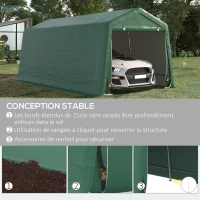 Outsunny Tente garage carport acier galvanisé robuste PE haute densité 180 g/m² imperméable Anti-UV 6 x 3 m vert(m-5)