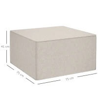 HOMCOM Poggiapiedi 2 in 1 con Rivestimento Rimovibile in Tessuto Effetto Lino, 75x75x41 cm, Beige(m-3)