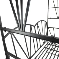 Outsunny Panchina da Giardino da 2 Posti con Pergolato, in Metallo, 115 x 59 x 203 cm, Nero(m-9)