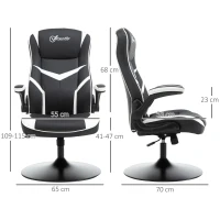 Vinsetto Gaming Chair Ergonomic Computer Chair with Adjustable Height Pedestal Base, Home Office Desk Chair PVC Leather Exclusive Swivel Chair Black(m-3)