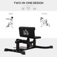 HOMCOM Squat Bench Trainer Sit Up Machine Multifunctional Equipment Abdomen and Leg Strength Indoor Household Fitness Device Black(m-4)